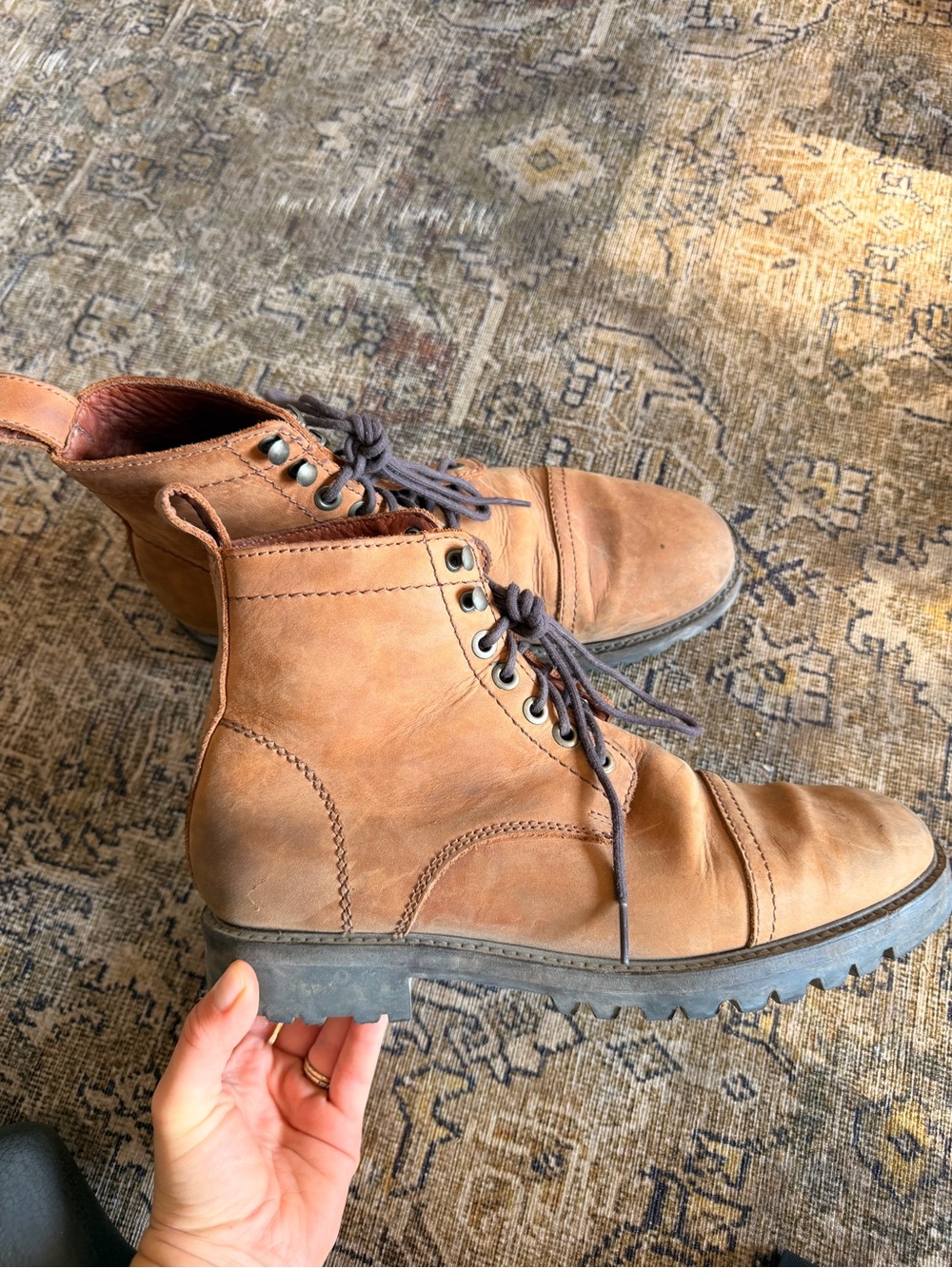 Men's Brown Lace-Up Leather Work Boots